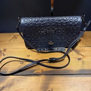 Coach 1941 Dinky Navy Blue Embossed Leather Crossbody/Clutch  Bag
